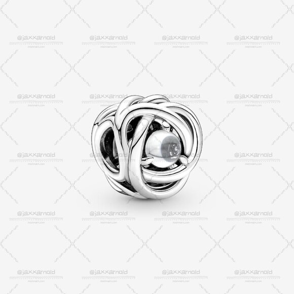 Pandora April Clear Eternity Circle Charm - Picture 1 of 5